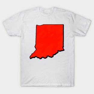 Bright Red Indiana Outline T-Shirt